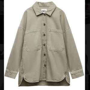 NWOT ZARA Green Button-Up Overshirt